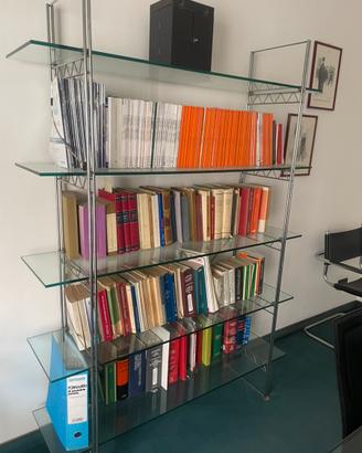 Libreria e comodino cristallo e acciaio