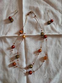 Parure girocollo e orecchini con “vetro murano”
