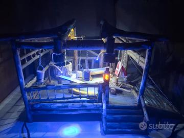 casetta artigianale in legno per presepi e illumin