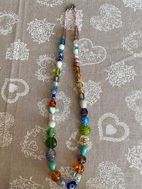 Collana con Murrine di Murano , Turchese ecc