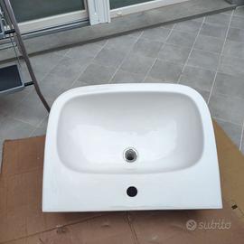 Lavabo mono foro in ceramica bianca