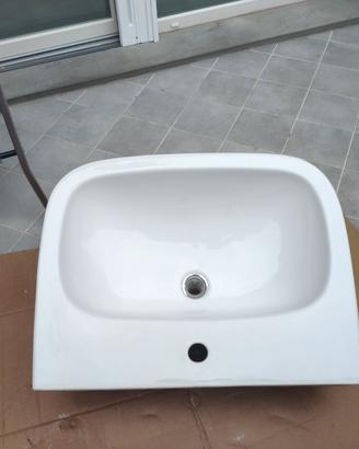 Lavabo mono foro in ceramica bianca