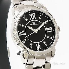 Optima - Orologio in acciaio con diamanti