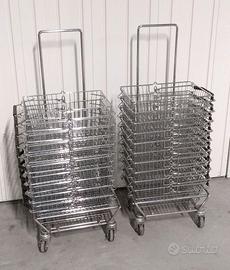 13 cestini carrello spesa negozio metallo cromato
