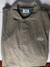 Polo manica lunga Lacoste marrone