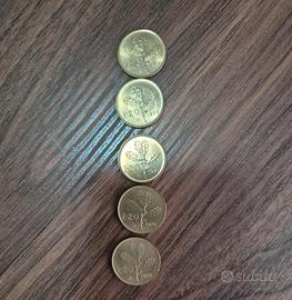 Stock, monete da venti lire, anniversario quercia