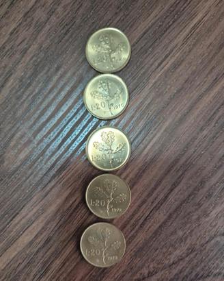 Stock, monete da venti lire, anniversario quercia