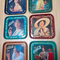 COCA COLA - 6 sottobicchieri VINTAGE in metallo 