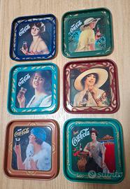 COCA COLA - 6 sottobicchieri VINTAGE in metallo 