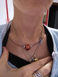 Girocollo handmade perla ceramica rossa