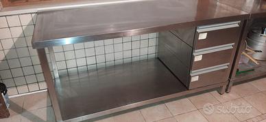 Banco da Cucina in acciao inox con cassetti 