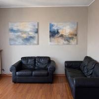 Coppia si divani in pelle nera, usato buono