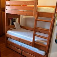 Letto a castello 3 posti massello