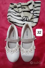 scarpa Energy n32 bianche con borsa peluche 