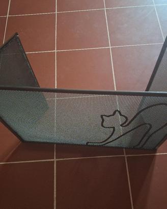 Parascintille Gatto per Camino 3 Ante in Ferro