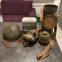 Ww2 lotto francese elmetto adrian maschera antigas