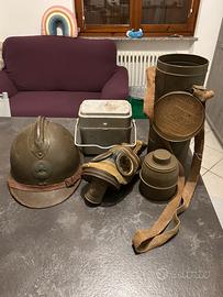 Ww2 lotto francese elmetto adrian maschera antigas