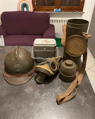 Ww2 lotto francese elmetto adrian maschera antigas