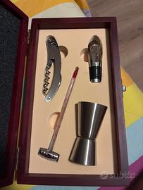 Set sommelier vino, in scatola di legno