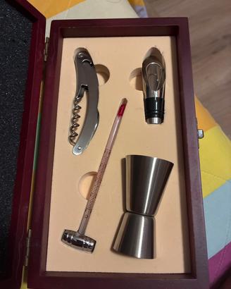 Set sommelier vino, in scatola di legno