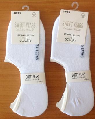 6 Paia Calzini Fantasmini Bianco Uomo/Donna