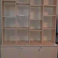 Libreria grande con ripiani e antine