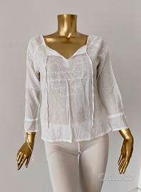camicia mare NANCY K cotone bianco ricamata india