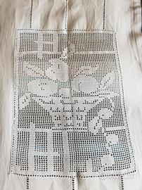 tende ricamate a mano in cotone inserto uncinetto