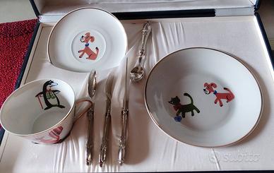 Set Pappa Bimbi Porcellana con posate in argento
