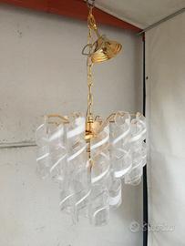 LAMPADARIO MURANO VETRO BIANCO ORO DESIGN MODERNO