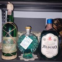 RARO TRIO BOTTIGLIE LIQUORI STILE CHARTREUSE VERDE