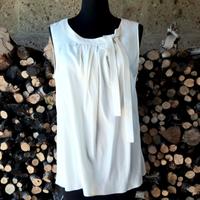 Blusa smanicata sottogiacca in seta avorio  tg 42