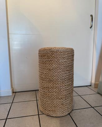 Pouf in juta con base in legno-h52cm