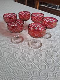 Servizio 6 bicchieri in vetro rosso