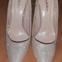 Décolleté tacco a spillo oro glitterate