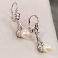 orecchini vintage oro perle diamanti