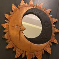 Specchio in legno luna e sole