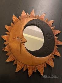 Specchio in legno luna e sole