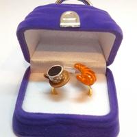 Anello regolabile tazzina di caffè con cornetto