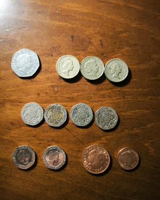 Monete inglesi,set di n.12 monete 