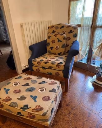 BASSET Poltrona e pouf originale USA vintage