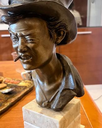Busto Scugnizzo in Bronzo con Cilindro e Monocolo