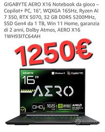 PC GIGABYTE AERO X16 NOTEBOOK DA GIOCO