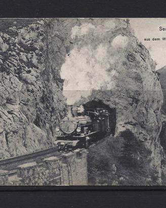 Cartolina Weinzettelwand-Tunnel con locomotiva