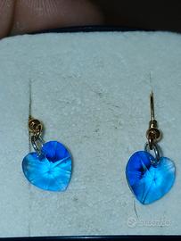 orecchini con cuore blu in cristallo di Swarovski 
