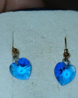 orecchini con cuore blu in cristallo di Swarovski 