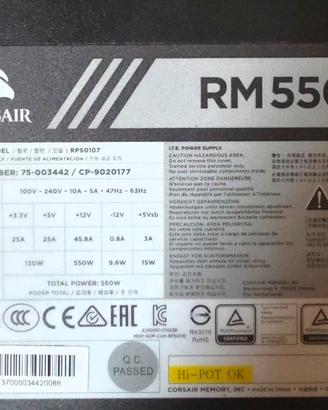 alimentatore Corsair rm550x da testare 