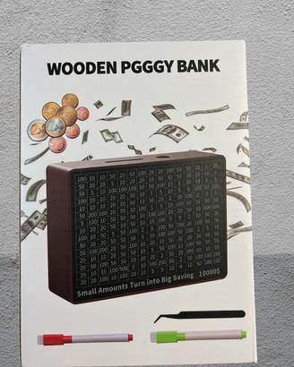 Salvadanaio in Legno con Obiettivi di Risparmio