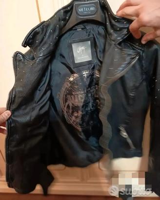 Giubbotto in vera pelle nera GDS