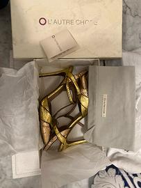 Décolleté Scarpe Donna, 40, Oro e Rosa, in pelle